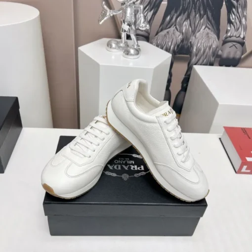 Prada Rank Leather Sports Sneakers White