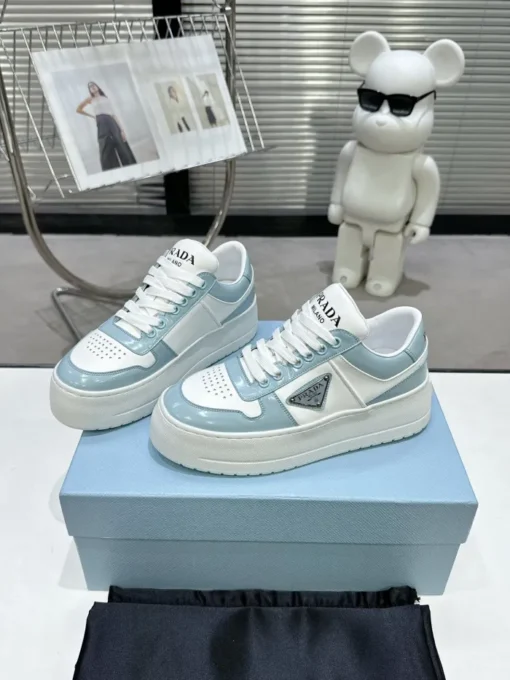 Prada 2024 New Downtown Bold leather Sneaker White Blue