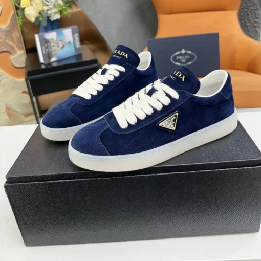 Prada Lane Deer Leather Sneakers Blue