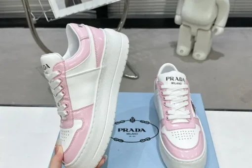 Prada 2024 New Downtown Bold leather Sneaker White Pink