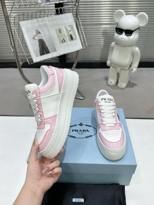 Prada 2024 New Downtown Bold leather Sneaker White Pink