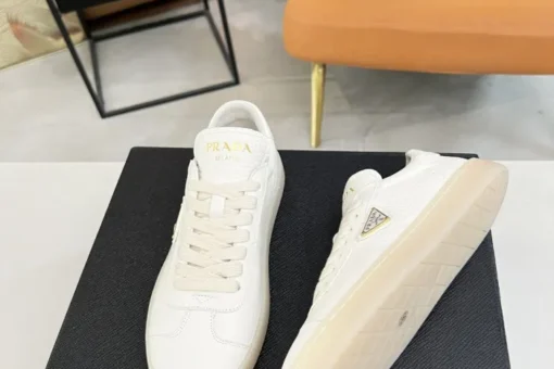 Prada Lane Deer Leather Sneakers White