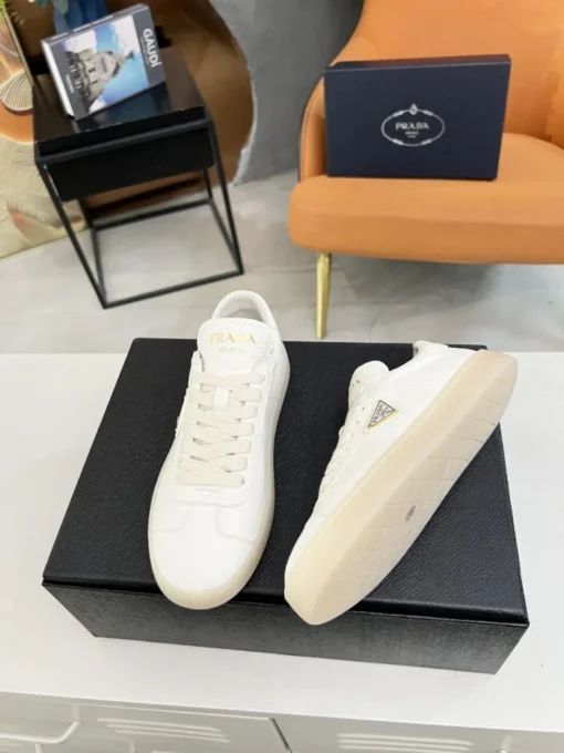 Prada Lane Deer Leather Sneakers White