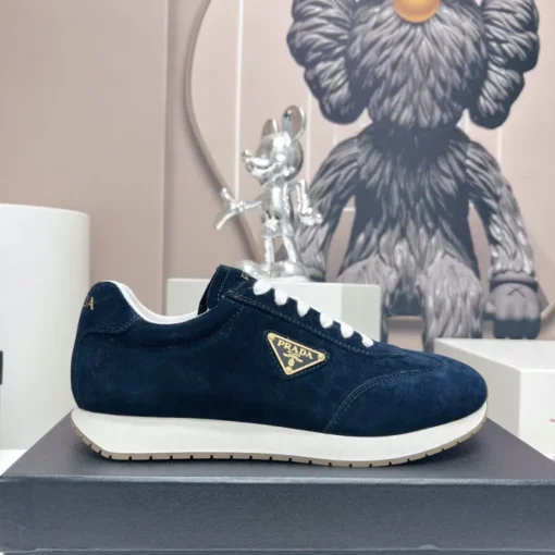 Prada Rank Suede Sports Sneakers Blue