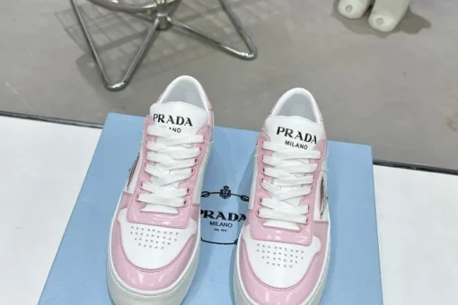 Prada 2024 New Downtown Bold leather Sneaker White Pink