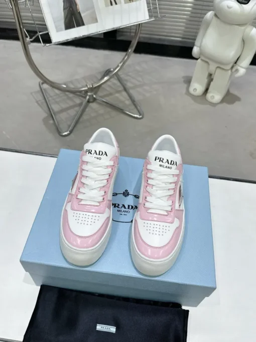 Prada 2024 New Downtown Bold leather Sneaker White Pink