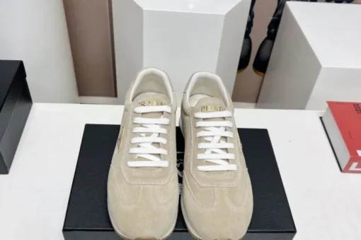 Prada Rank Suede Sports Sneakers Beige