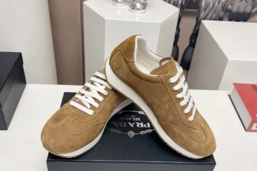 Prada Rank Suede Sports Sneakers Brown