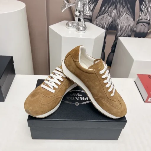 Prada Rank Suede Sports Sneakers Brown