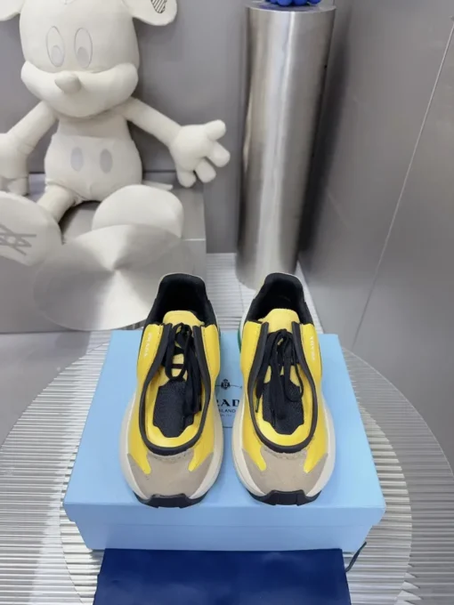 Prada 2024 New Systeme brushed leather dad Sneaker Yellow