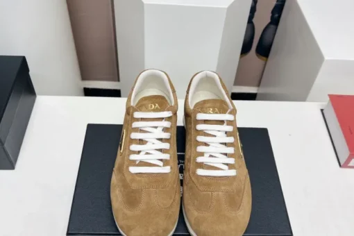 Prada Rank Suede Sports Sneakers Brown