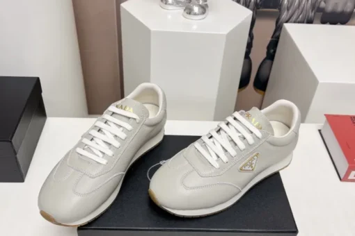 Prada Rank Leather Sports Sneakers Grey