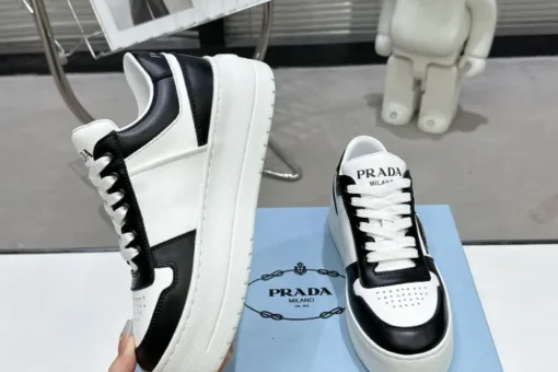 Prada 2024 New Downtown Bold leather Sneaker White Black