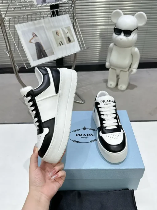 Prada 2024 New Downtown Bold leather Sneaker White Black