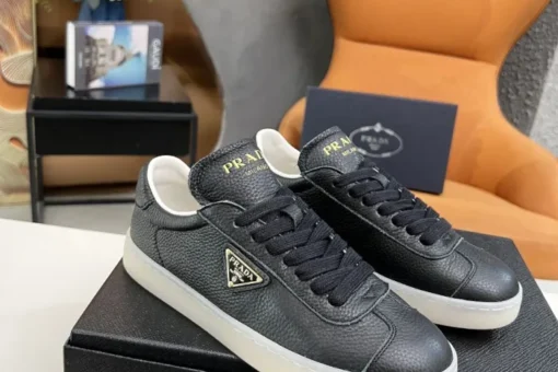 Prada Lane Deer Leather Sneakers Black