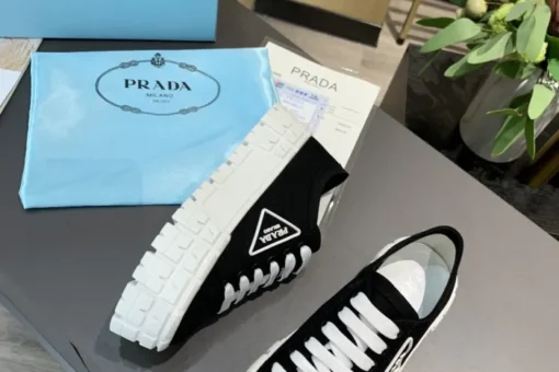 Prada 2024 New Double Wheel Re-Nylon gabardine Sneaker Black