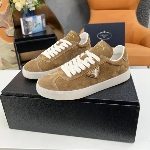 Prada Lane Deer Leather Sneakers Brown