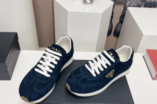 Prada Rank Suede Sports Sneakers Blue