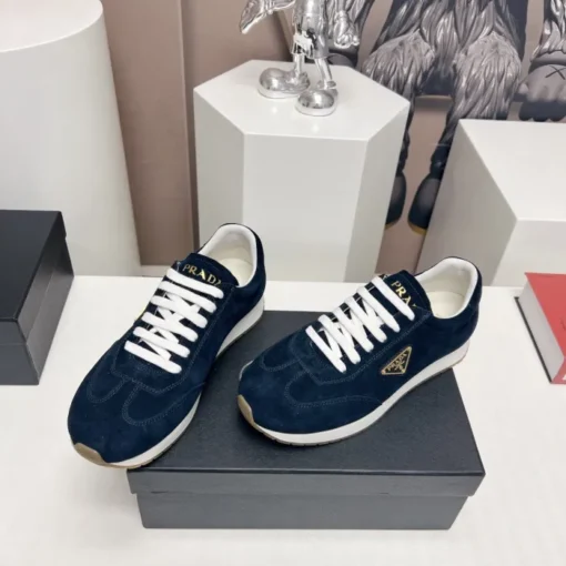 Prada Rank Suede Sports Sneakers Blue