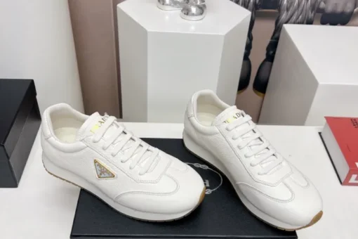 Prada Rank Leather Sports Sneakers White