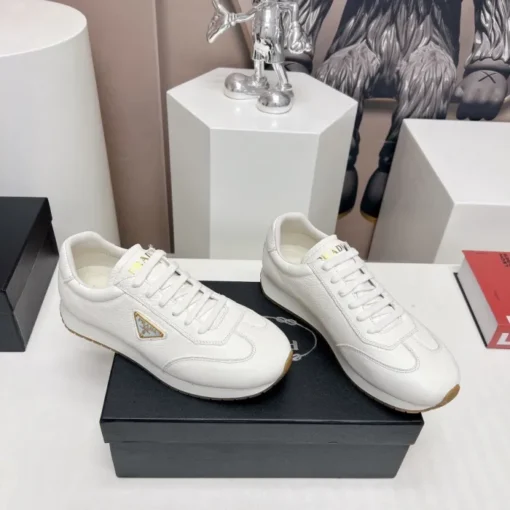 Prada Rank Leather Sports Sneakers White