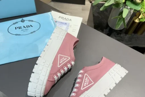 Prada 2024 New Double Wheel Re-Nylon gabardine Sneaker Pink