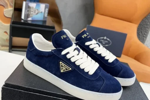 Prada Lane Deer Leather Sneakers Blue