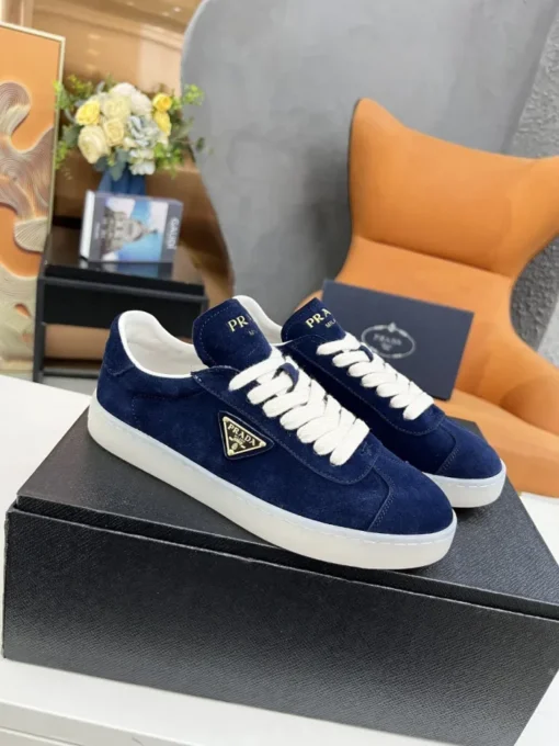 Prada Lane Deer Leather Sneakers Blue