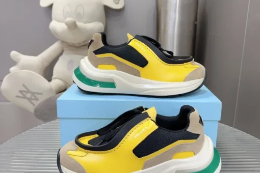 Prada 2024 New Systeme brushed leather dad Sneaker Yellow