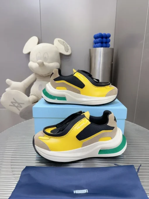 Prada 2024 New Systeme brushed leather dad Sneaker Yellow