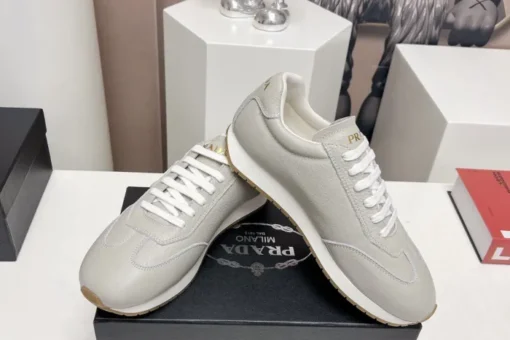 Prada Rank Leather Sports Sneakers Grey