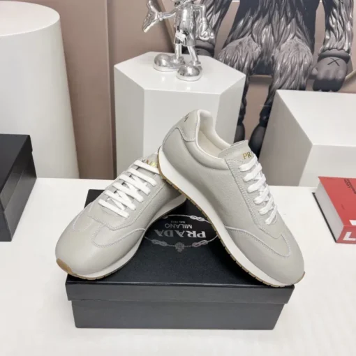 Prada Rank Leather Sports Sneakers Grey