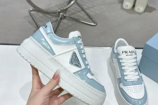 Prada 2024 New Downtown Bold leather Sneaker White Blue