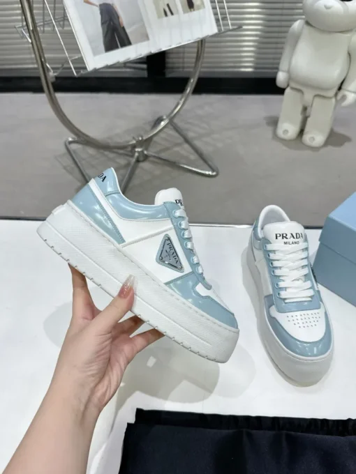 Prada 2024 New Downtown Bold leather Sneaker White Blue