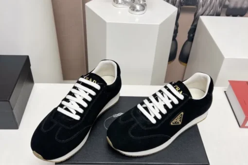 Prada Rank Suede Sports Sneakers Black