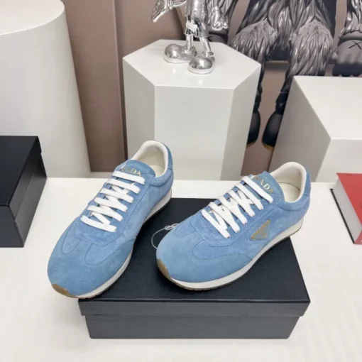 Prada Rank Suede Sports Sneakers Ice Blue