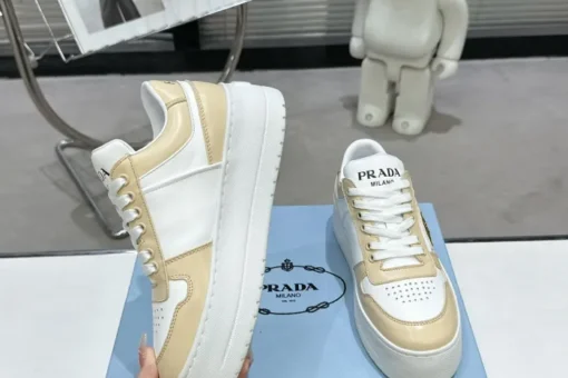 Prada 2024 New Downtown Bold leather Sneaker White Beige