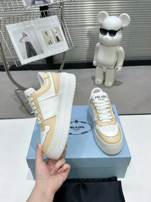 Prada 2024 New Downtown Bold leather Sneaker White Beige