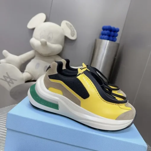 Prada 2024 New Systeme brushed leather dad Sneaker Yellow