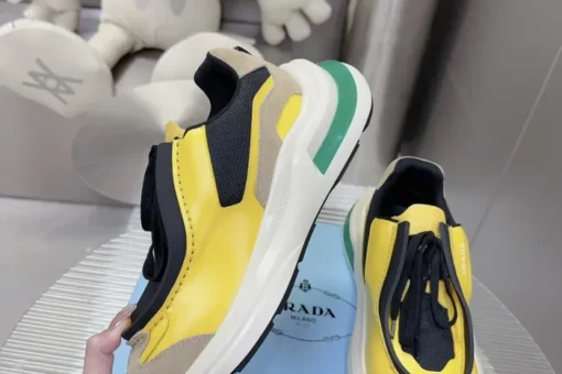 Prada 2024 New Systeme brushed leather dad Sneaker Yellow