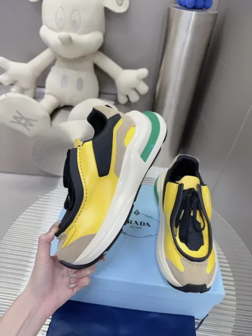 Prada 2024 New Systeme brushed leather dad Sneaker Yellow