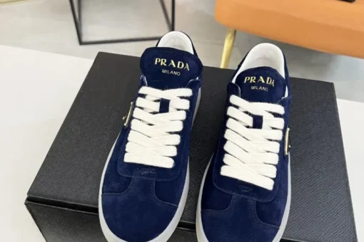 Prada Lane Deer Leather Sneakers Blue