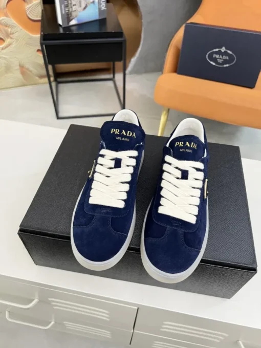 Prada Lane Deer Leather Sneakers Blue