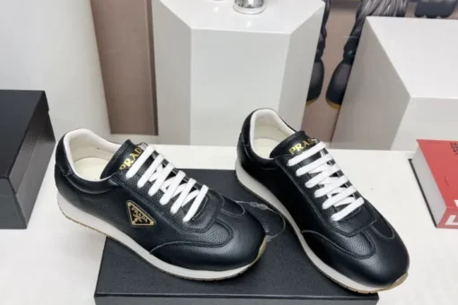 Prada Rank Leather Sports Sneakers Black