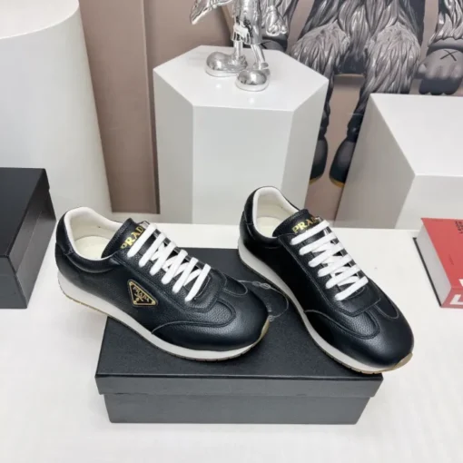 Prada Rank Leather Sports Sneakers Black