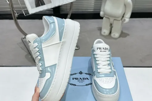 Prada 2024 New Downtown Bold leather Sneaker White Blue