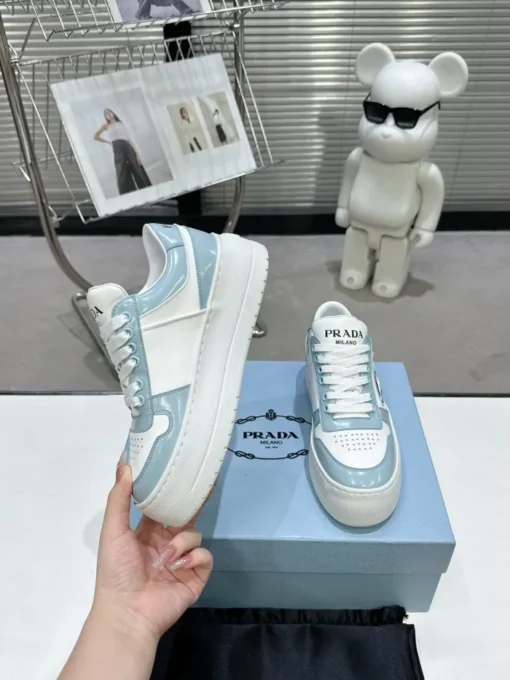 Prada 2024 New Downtown Bold leather Sneaker White Blue