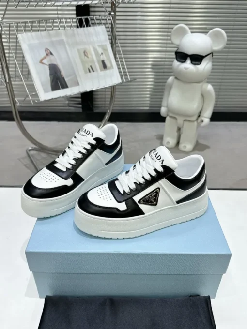 Prada 2024 New Downtown Bold leather Sneaker White Black