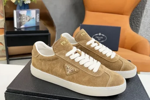 Prada Lane Deer Leather Sneakers Brown