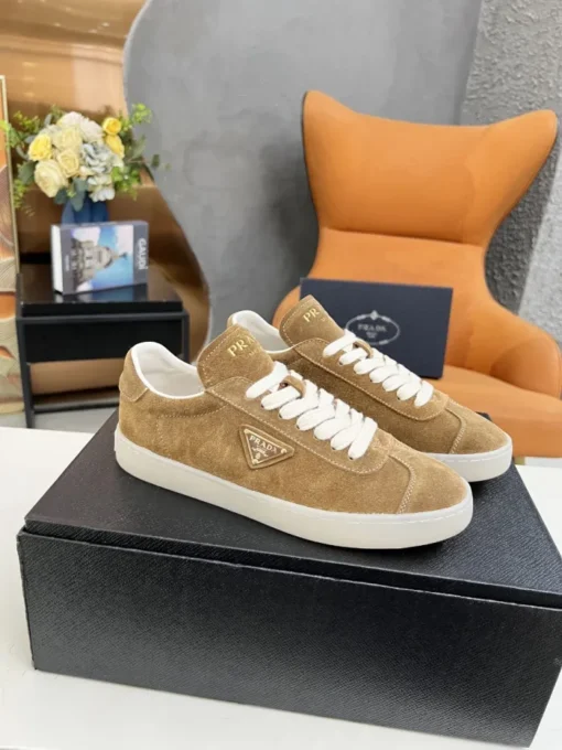 Prada Lane Deer Leather Sneakers Brown